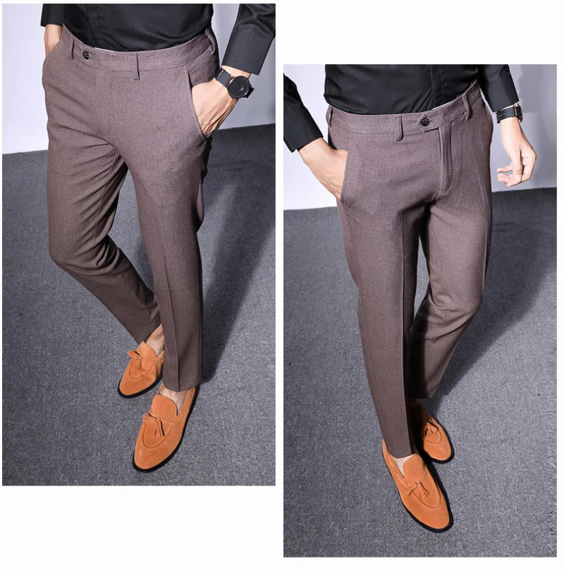 N& B брюки мужские формальные Бизнес Офис Slim Fit Брюки Для мужчин ботильоны-Длина брюки мужской классический черный костюм брюки SR42