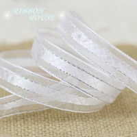 15mm silver edge jacquard ribbon high quality gift packaging wedding ribbons