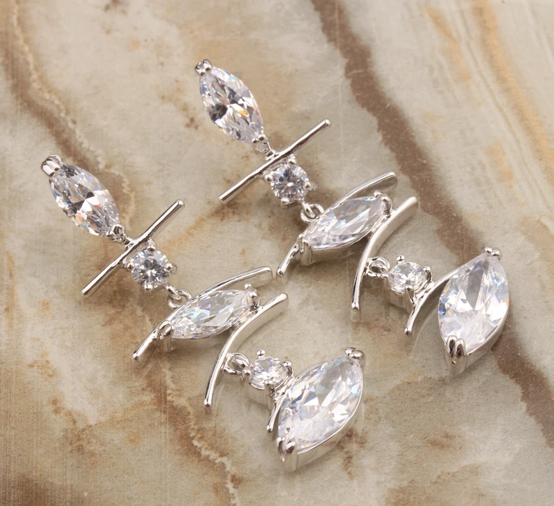 Магия маркиза прозрачные камни Белый Цирконий 925 стерлингового серебра