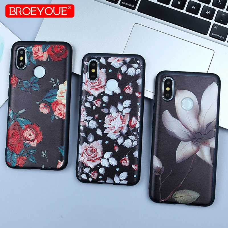 BROEYOUE чехол для телефона Xiaomi 8 мультфильм ретро цветы 3D рельеф мягкий Fundas Капа