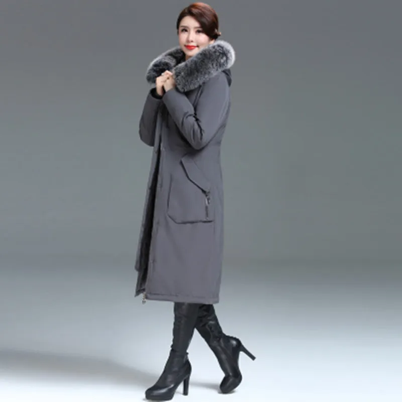Free shipping 2018 winter's new women's wear down to the knee long hair collar and thick warm coat | Женская одежда