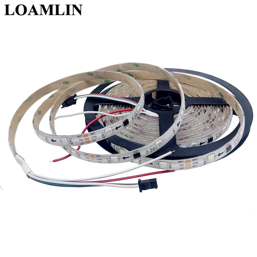 DC12V WS2811 5050SMD цветных(RGB) светодиодных лент адресуемых IC 30/48/60 светодиодов/m Led Пиксели внешний 1 Ic Управление 3 светодиода 5 м/рулон 16,5