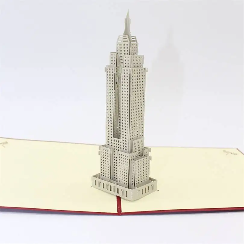 Ручной работы 3D всплывающие карты Эмпайр Стейт Билдинг Открытка Подарок Бизнес