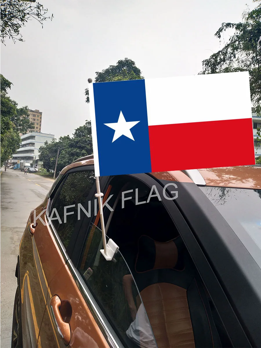 

KAFNIK,30*45CM Texas Window Car Flags and Banners Countries World Custom Flags with 43/52cm flagpole for car decoration