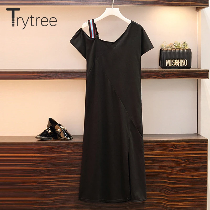 Trytree/летнее уличное Хлопковое платье с принтом из полиэстера женское