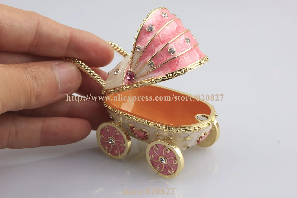 2016 New Baby Carriage Trinket Box Baby Toy Collective Gift Box Baby Carriage Jewelry Box Car Shape Pill Box Ring Holder