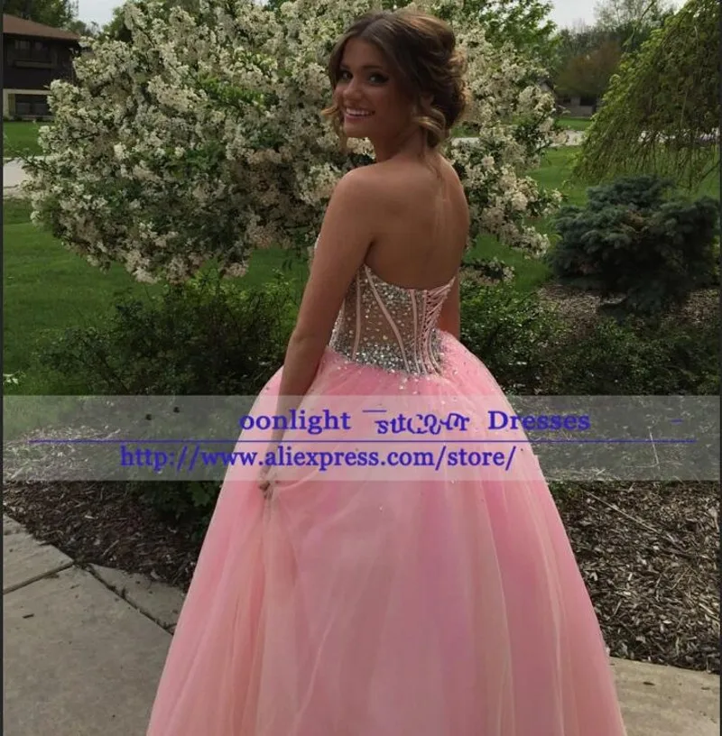 Отделанное бисером блестящее розовые Бальные платья quinceanera бальное платье 15 лет