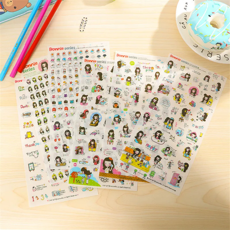 Kpop наклейки милые длинные волосы девушка аниме фигурка серии Instagram Канцтовары DIY