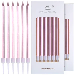 Свечи для торта металлические, 6 шт., украшения для торта для вечеринки