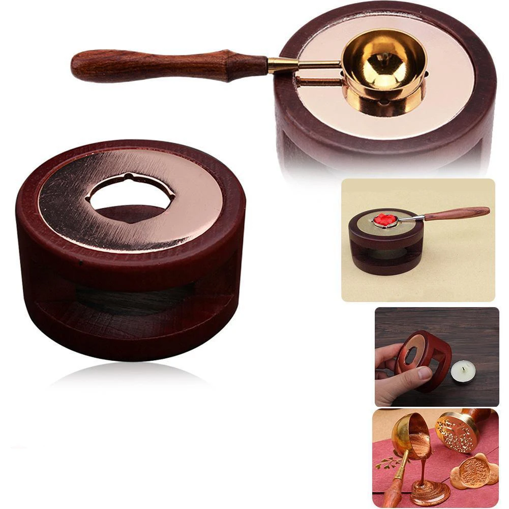 

Retro Sealing Wax Furnace Stove Pot Wood Handle Sealing Wax Spoon for Wax Sealing Decorative Wax Stamp Craft Gift