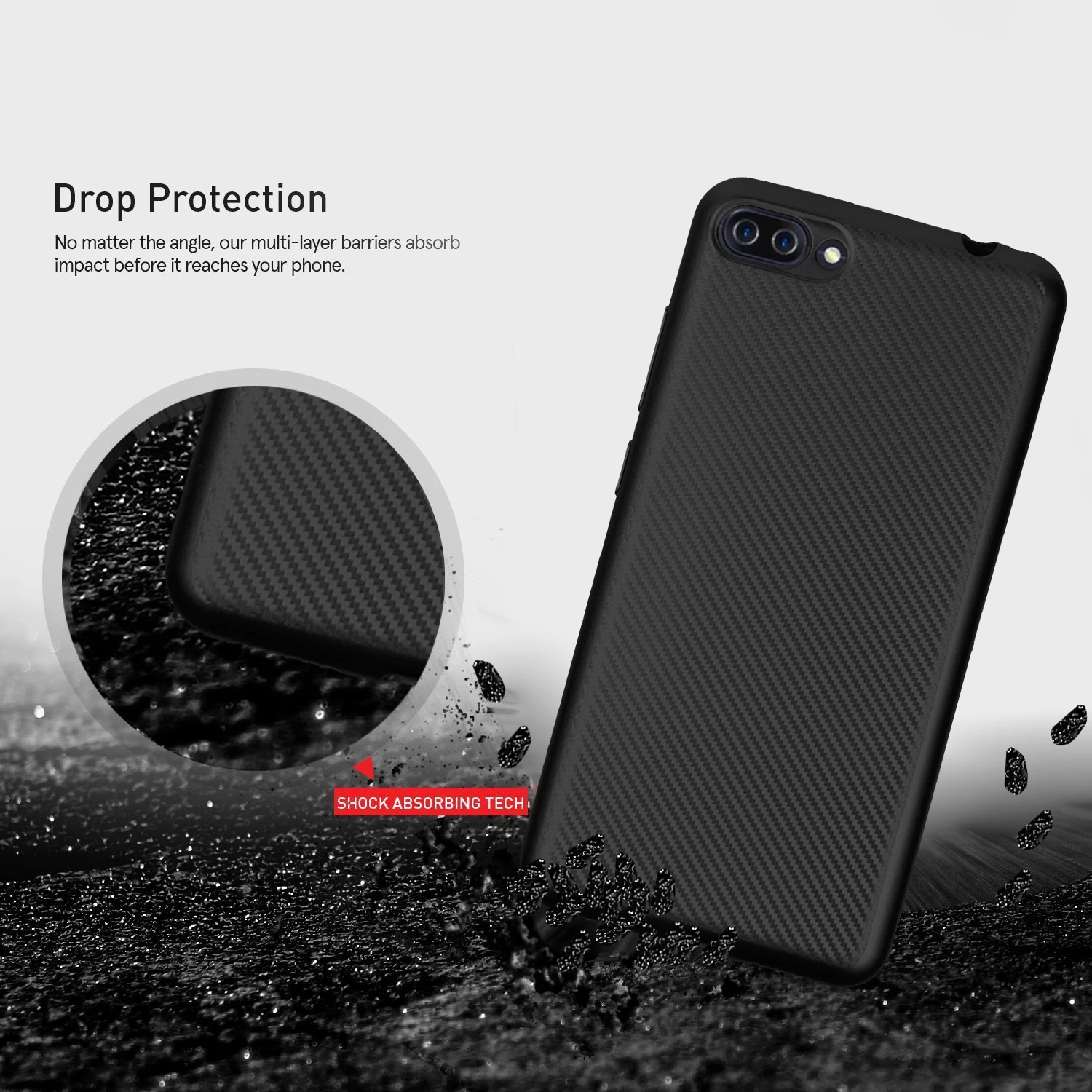 Чехол HATOLY для Asus ZenFone 4 Max ZC554KL Zenfone Ультратонкий Мягкий ТПУ/углеродное волокно