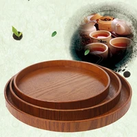 new hot natural wooden round plate tea fruit food bakery serving tray dishes platter wood brown color plate 212427cm