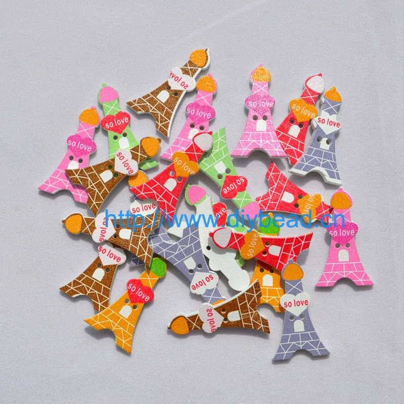 Декоративные аксессуары для детской одежды разноцветные Мультяшные деревянные