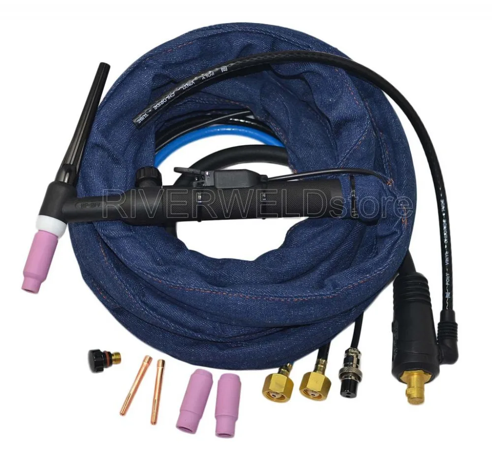 WP-18FV-12 TIG Welding Torch Complete Water Cooled 350Amp Flexible & Gas Valve TIG Head Body