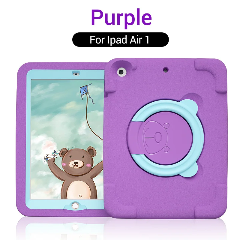 Air 1 Purple PZOZ For iPad case 9.7 Air 12 mini 1 2 3 4 5 6 Shockproof Safe EVA case Soft Non-toxic children for iPad Holder case - Color: Air 1 Purple