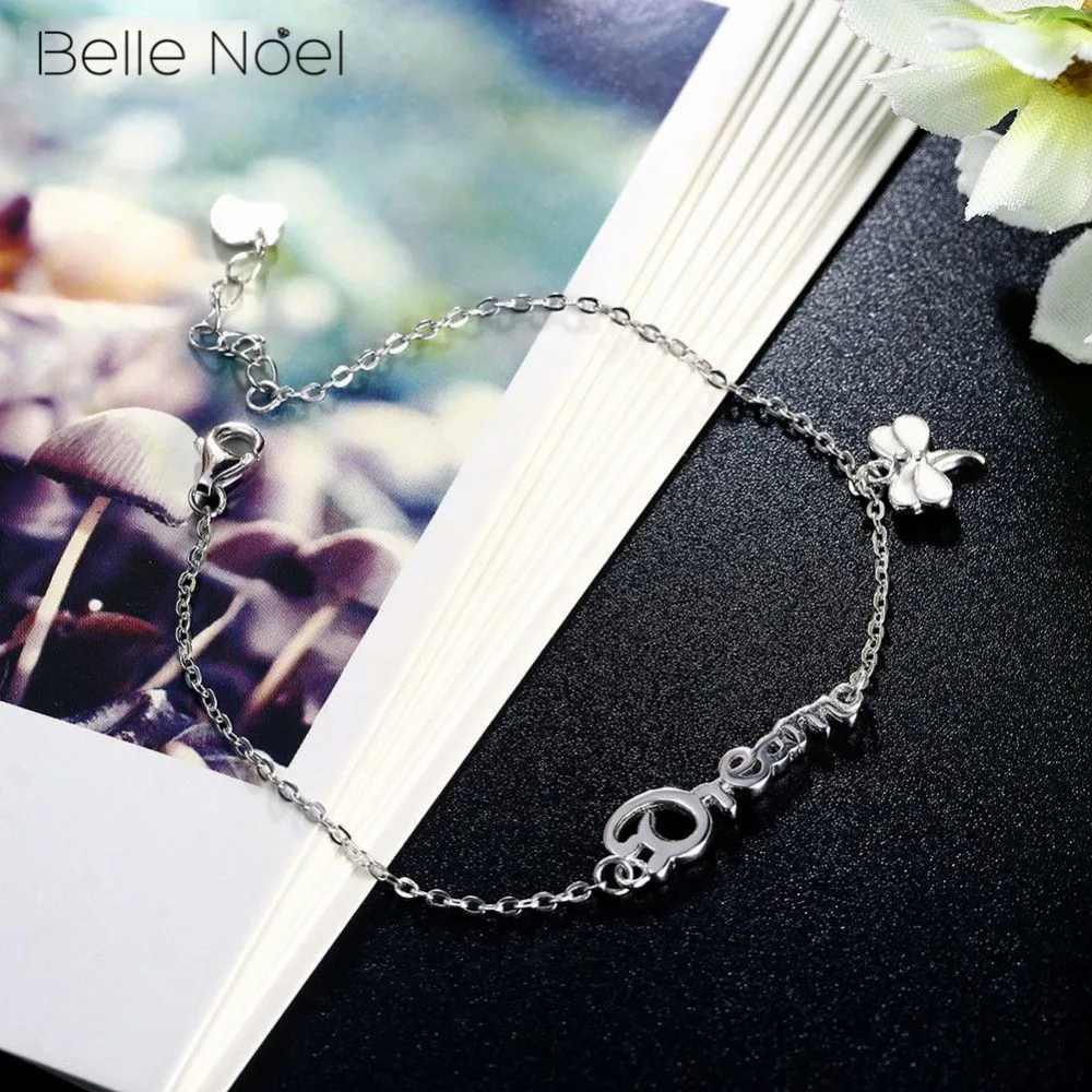 Belle Ноэль чистый S925 серебро довольно стрекоза с письмо мечта Браслеты для Серебро