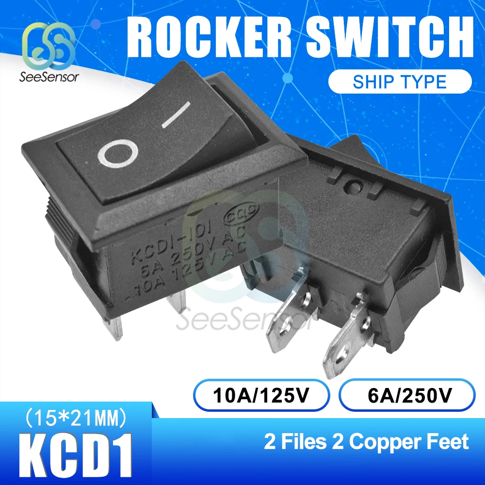 5Pcs/lot KCD1 Rocker Switch Power Switch ON-OFF 2 Position ON-OFF-ON 3 Position 2Pins 3Pins 4Pins 6Pins 6A 250VAC/ 10A 125VAC