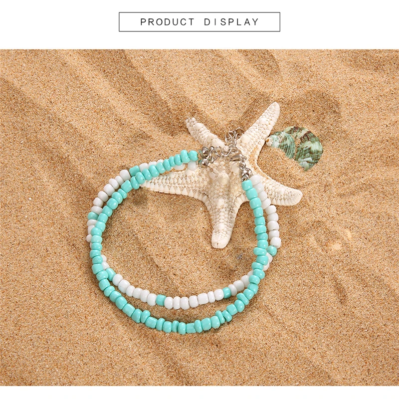 Новый темперамент синий модный ретро браслет на ногу Дамский бисерный Богемский