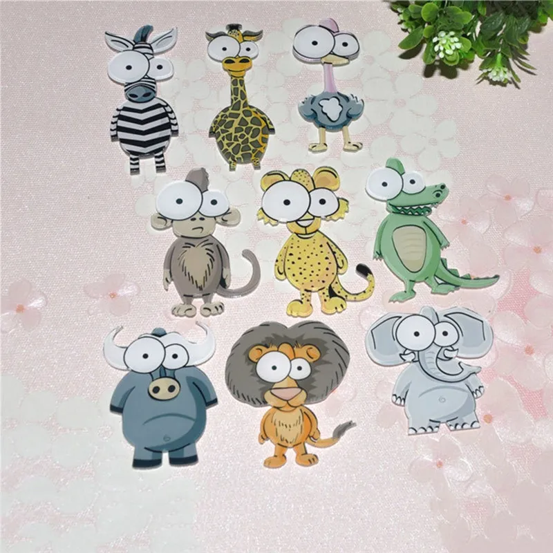 imixlot 9 Styles Funny Animals Monkey Cattle Leopard Elephant Acrylic Brooches For Kids Birthday Party School Blouse Accessories | Украшения