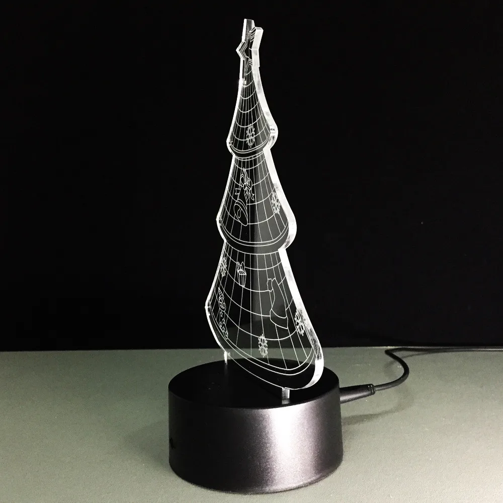 Рождественский светодиодный стол 3D лампа Иллюзия ночник 7 цветов пеленальный