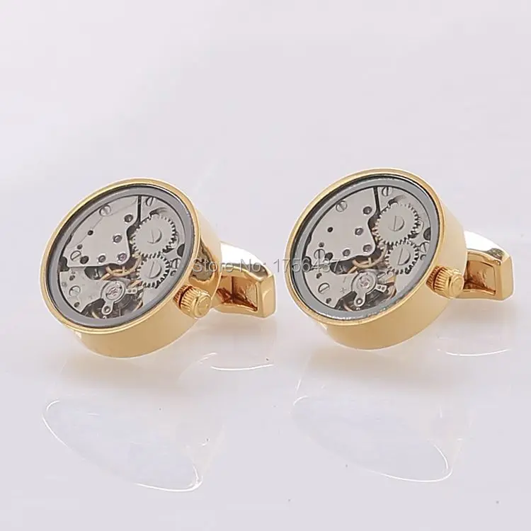 Моды в Нью 2015 Функциональные часы Запонки и покровным стеклом с серебристой