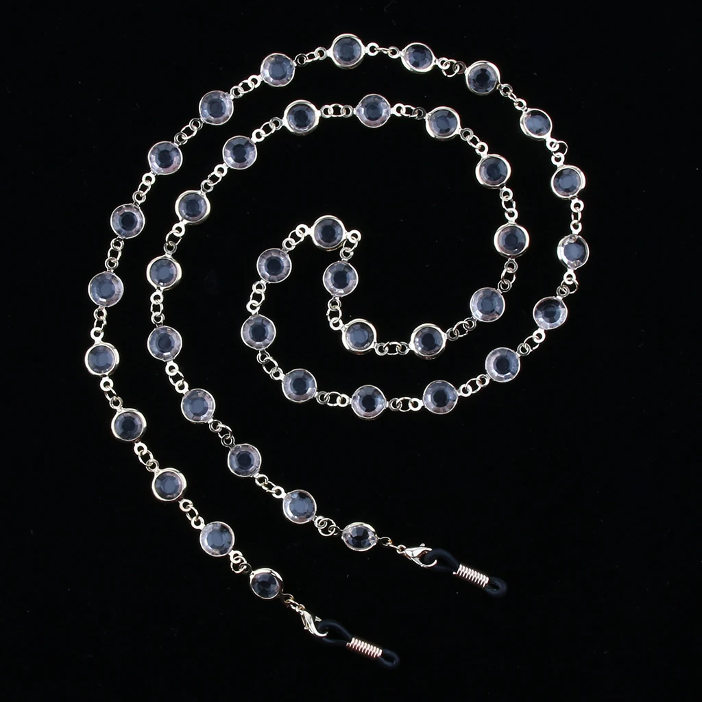 

2pcs Metal Seaside Eyeglasses Chain Rhinestone Reading Glasses Cord Women Girls Sunglasses Rope Holder Necklace Chain Cord