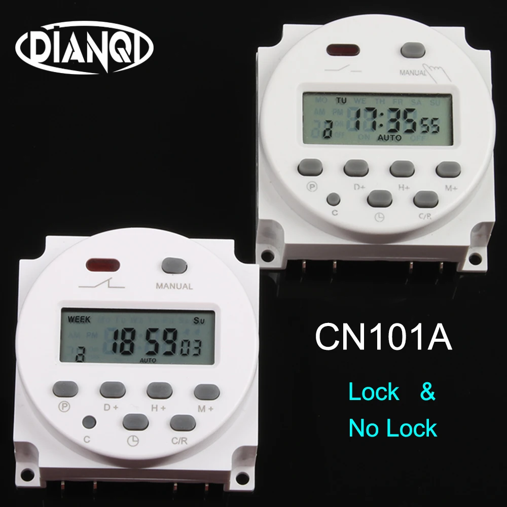 Замок и без блокировки CN101A AC DC 12 В 24 в 110 В 220 В цифровой ЖК-дисплей таймер питания программируемый электронный реле времени переключатель 8А НА 16А CN101