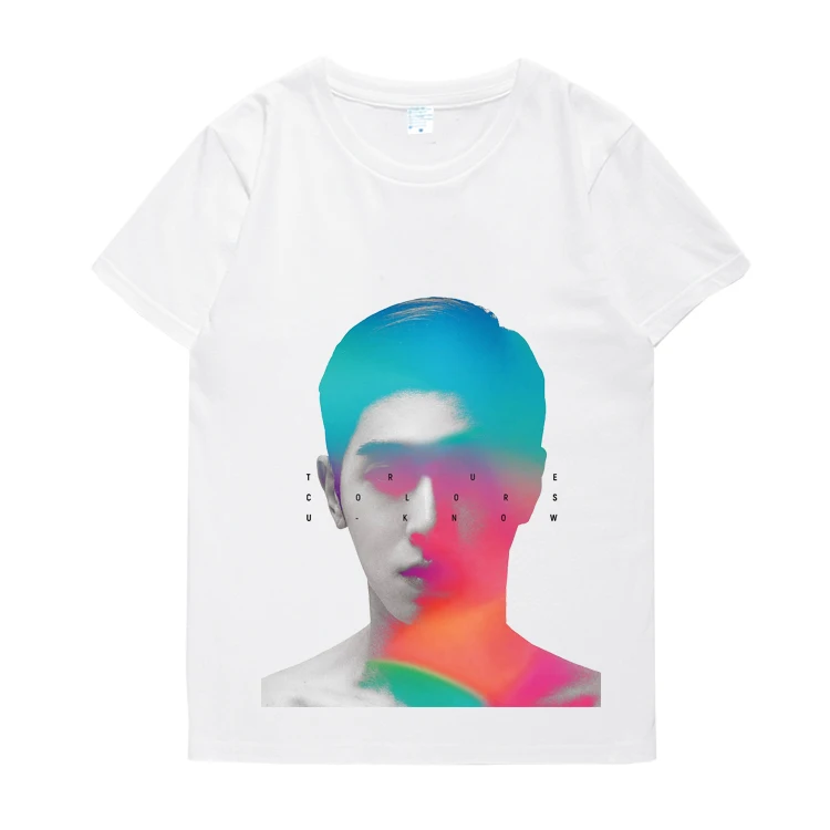 New arrival kpop tvxq u-know album true color concert same portrait/name printing t shirt fashion o neck short sleeve t-shirt | Женская