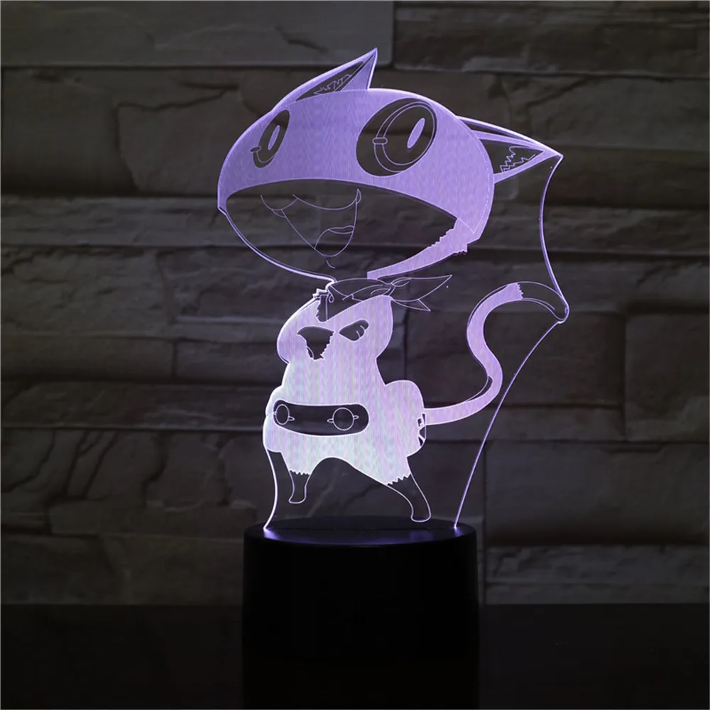 3d ночник PERSONA 5 Morgana светильник для аниме игрушки детей подарок лампа смены цвета