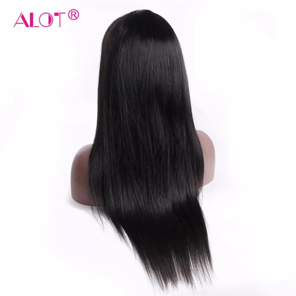 Lace Front Wig Pre Plucked With Baby Hair Peruvian Silky Straight Black 13x4 Lace Front Human Hair Wigs 150% Remy For Women