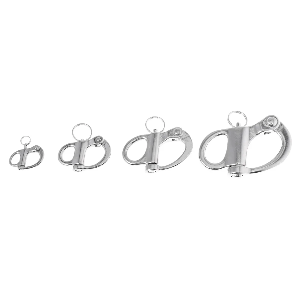 (Pack of 4) 304 Stainless Steel Fixed Bail Snap Shackle For Kayak Boat Yacht 5.2x2.8cm Rafting Sailing Accessory | Автомобили и
