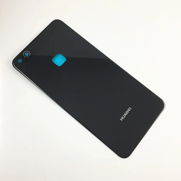 Для huawei P10 Lite/Nova Lite стеклянная крышка для huawei p10lite Задняя крышка батареи корпус запасные части с клейкой наклейкой - Цвет: Черный