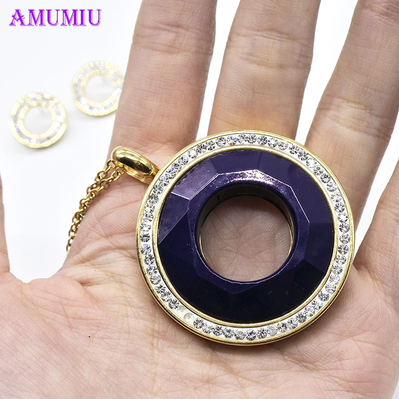 Женские свадебные Голубые Стеклянные Прозрачные Серьги AMUMIU индийское ожерелье