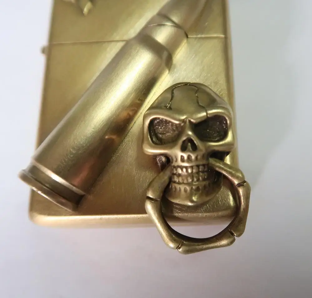 Золотое кольцо с черепом бензиновая керосиновая Зажигалка пулевые зажигалки