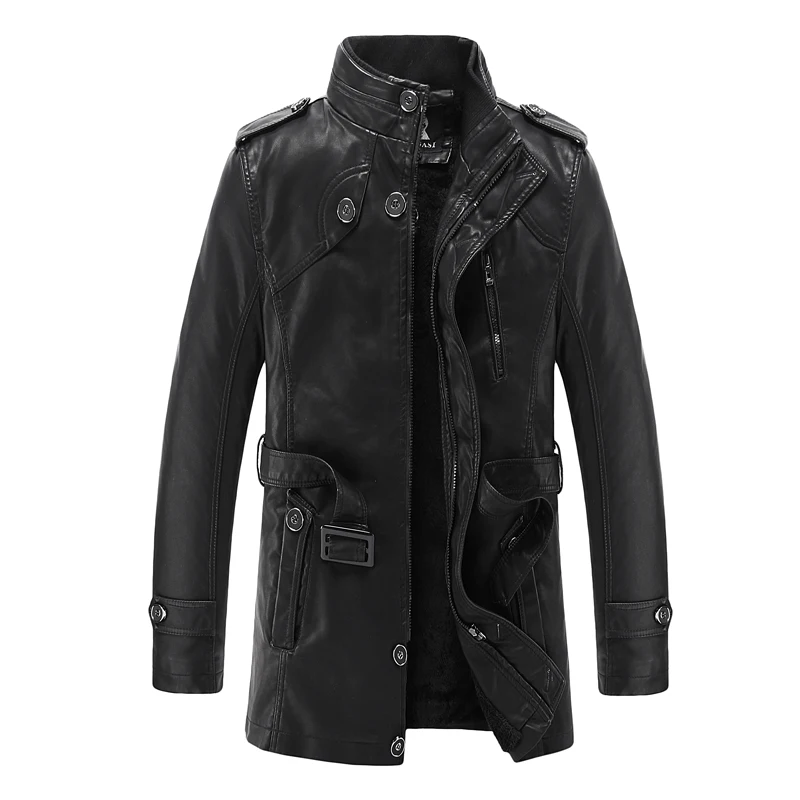 

Faux Leather jacket Male Windbreaker Jackets Long Sleeve Autumn Winter Casual Homme Long PU Leather Coat New style Outwear 321