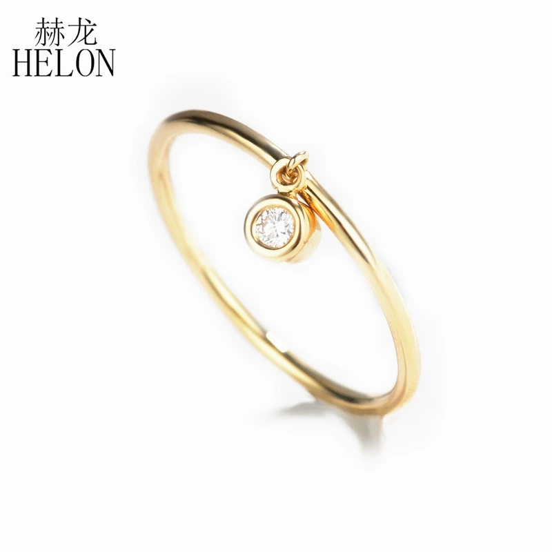 HELON Solid 14k желтое золото круглый SI/H 0.06ct натуральные Алмазы обручальные Обручальные кольца женские юбилейные вечерние ювелирные изделия