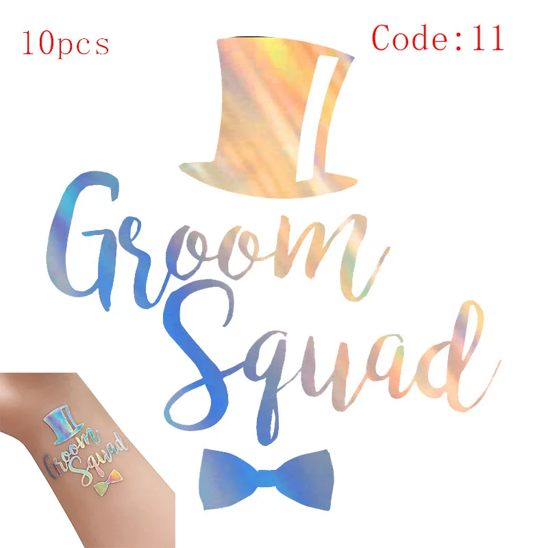 10pcs-code11 10 шт. свадебное украшение невесты to be татуировки наклейки свадебные принадлежности Команда Невесты Девичник курица вечерние Фламинго Boda - Цвет: 10pcs-code11