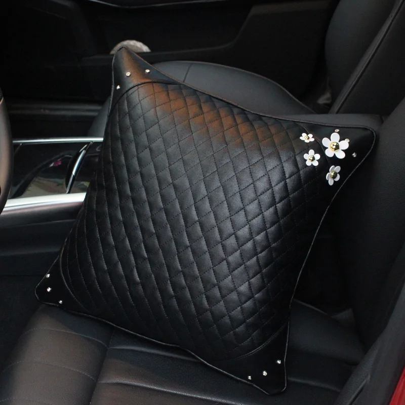 1pcs hold pillow Милый цветок ромашки украшение салона автомобиля кожаный чехол рулевого колеса переключения передач ручка ручного тормоза ремень безопасности автомобильные аксессуары - Название цвета: 1pcs hold pillow