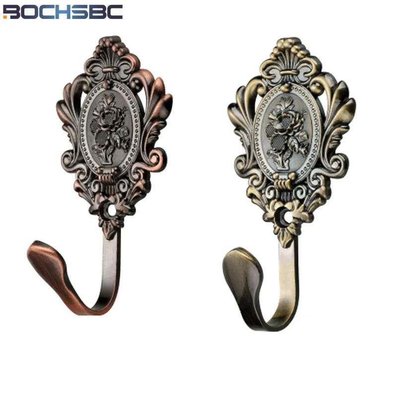 

European Alloy Metal Wall Curtain Hook Decorative Curtain Hat Hanger Bedroom Wall Mounted Kapstok Haken Red Copper Bronze Nickel