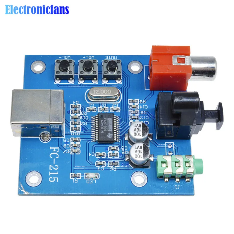 PCM2704 аудио DAC USB к S/PDIF звуковая карта декодер плата 3 5 мм аналоговый коаксиальный