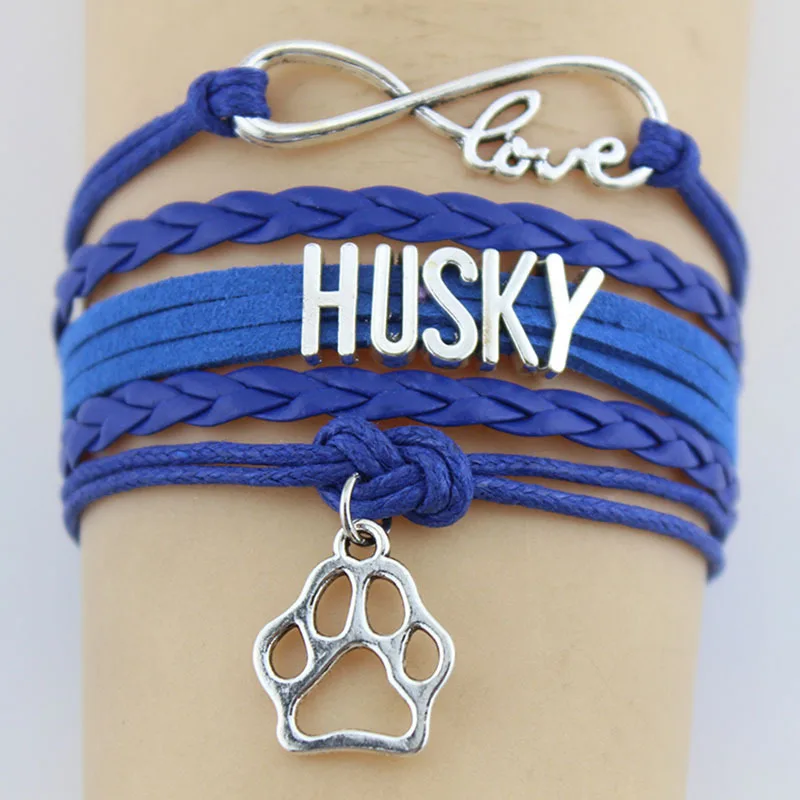 10 шт./лот Бесконечность любовь лапа Хаски шармы браслеты с принтом лапы браслет