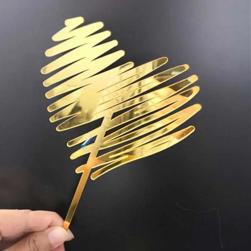 gold heart Любовь Свадебный акриловый розы торт Топпер золото красное сердце любовь украшения для кексов для Юбилей Счастливый День святого Валентина пирога - Цвет: gold heart