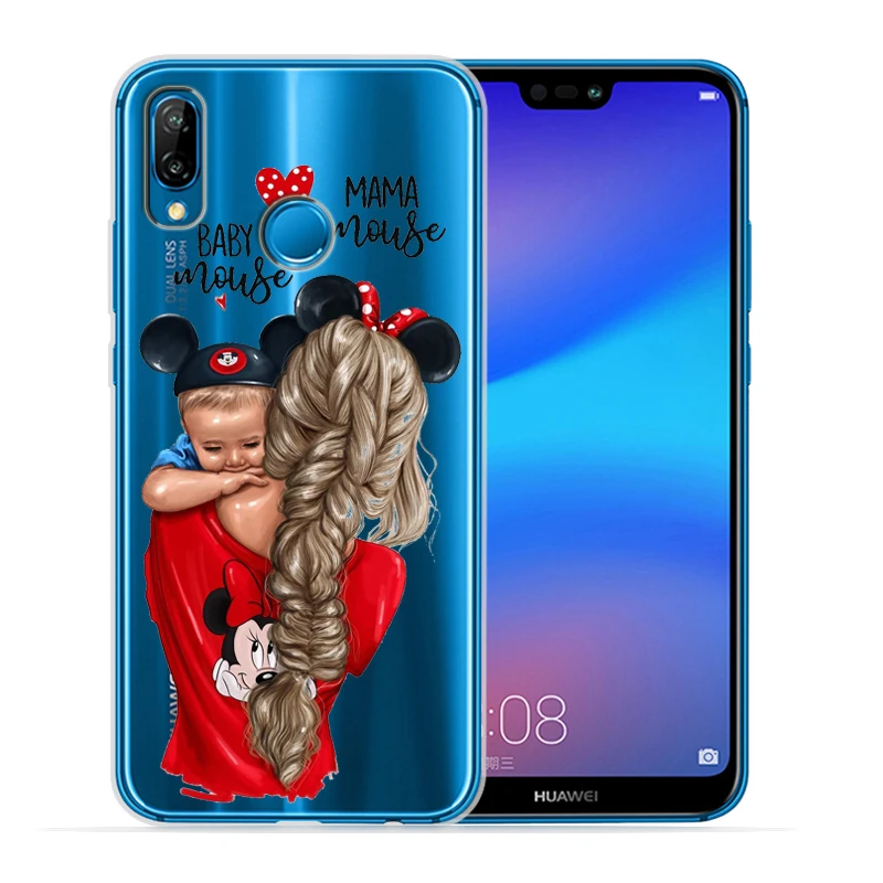 Чехол для телефона с коричневыми волосами мамы и девочки чехол Huawei P30 Lite Pro P20 P8Lite