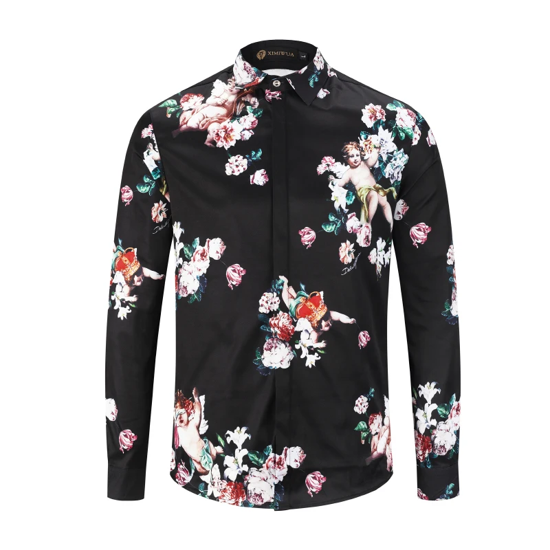 2019 Новое поступление модные рубашки мужские с длинным рукавом Camisas Florales