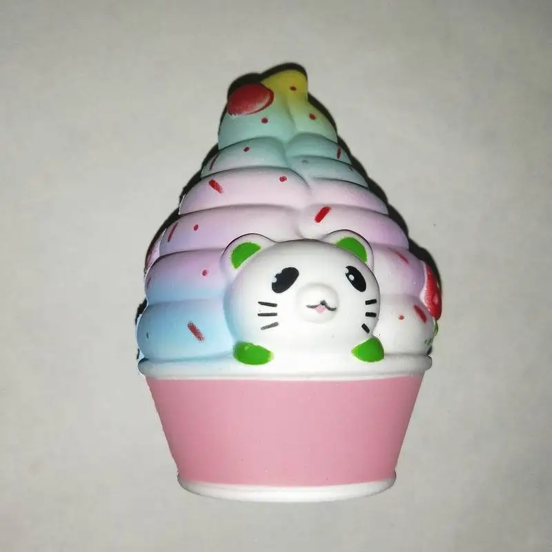 10 предметов в партии мягкий при нажатии jumbo новогодний Кот Мороженое 13*9*8 см