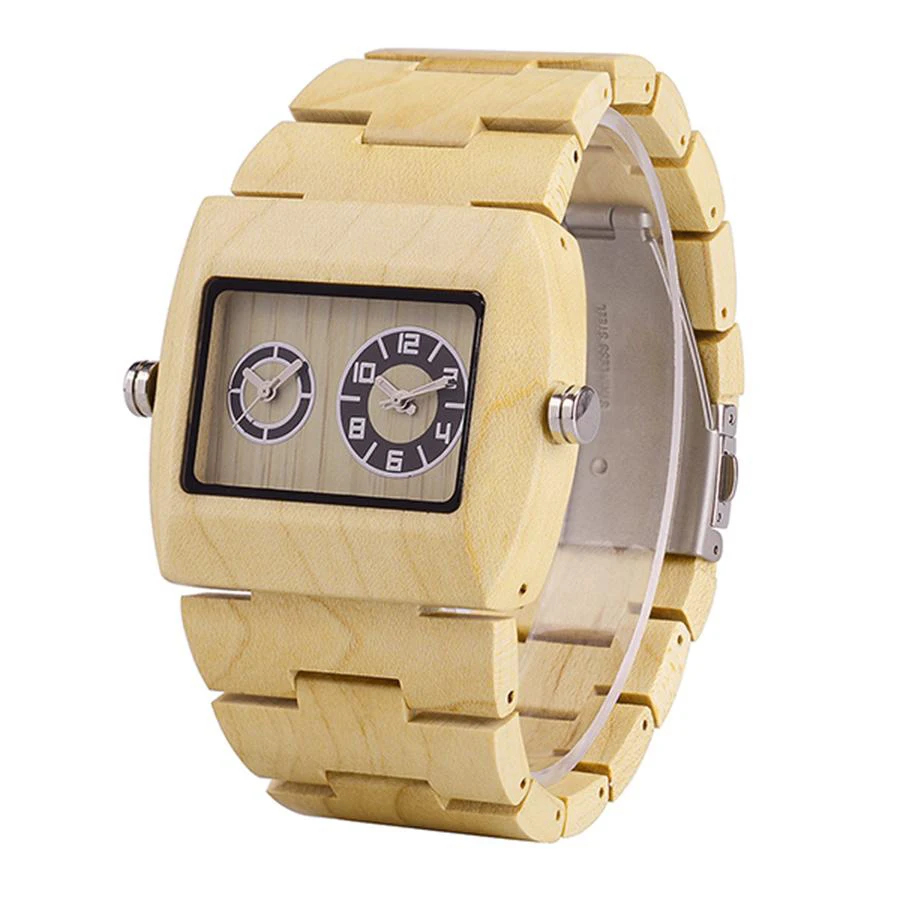 BEWELL Роскошные Кварцевые деревянные часы модные мужские Двойные движения