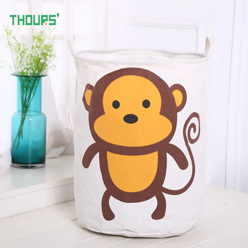 Складная тканевая корзина для белья Thours Cat Monkey большая хранения грязной одежды