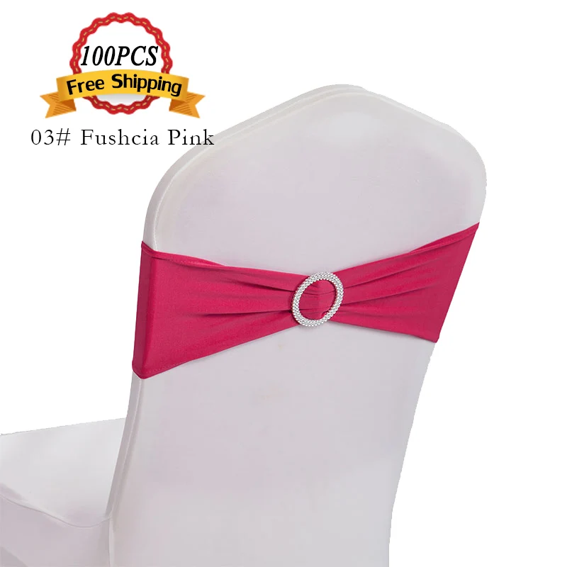 Оптовая продажа 100 шт. лайкра ремешки для стула с круглой пряжкой свадебный