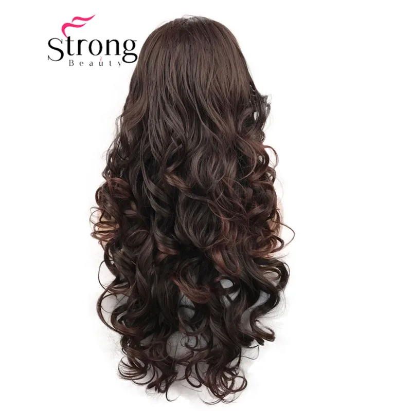 StrongBeauty парики на кружеве для женщин коричневый микс Glueless длинные волнистые синтетические термостойкие волосы парик выбор цвета