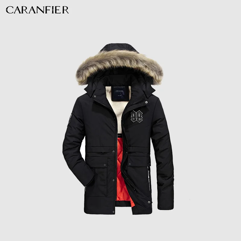 CARANFIER 2017 Новая мода мужской пальто зима брендовая куртка Для мужчин меха с